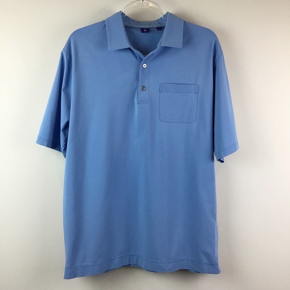 FootJoy Blue Performance Stretch Supima Cotton & Spandex Golf Polo | Large